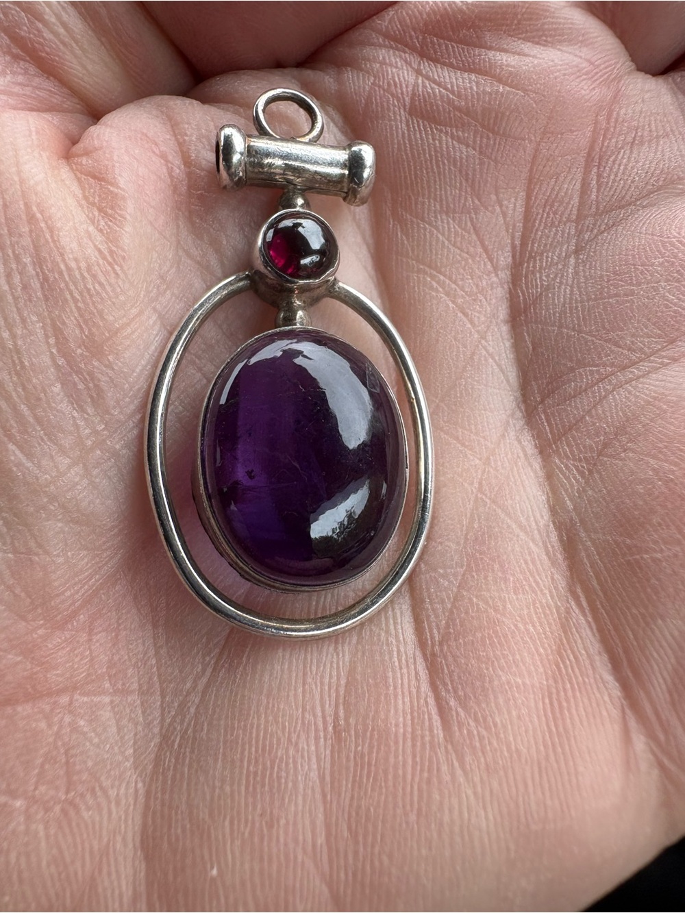 Sterling Silver Amethyst Pendant Necklace - Purple Gemstone